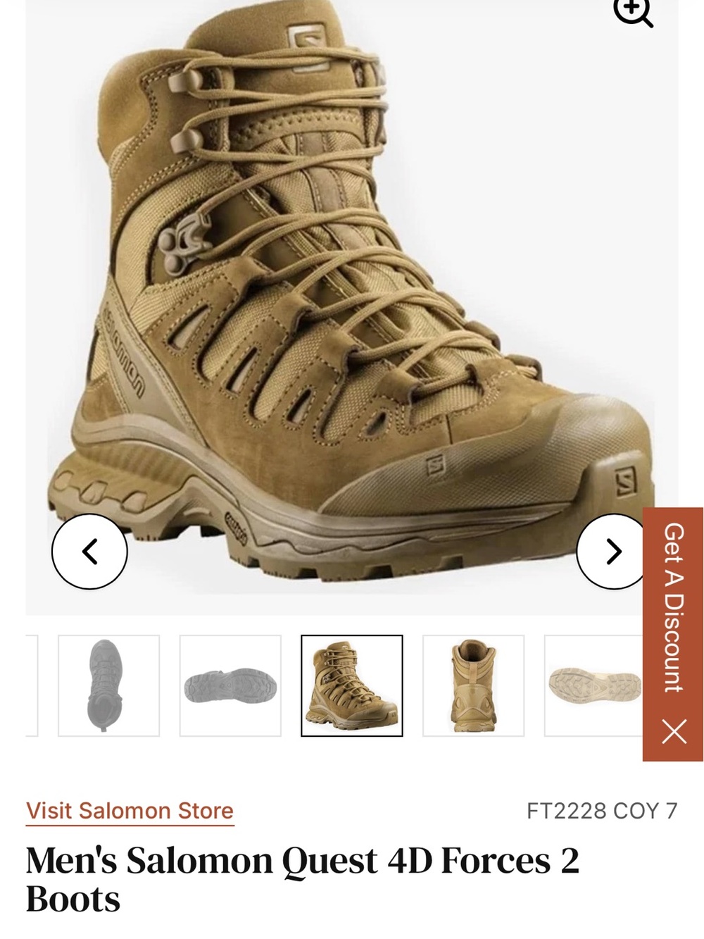Salomon Men's Quest 4D Forces 2 Boots in Coyote